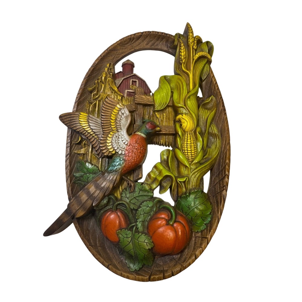 Vintage Burwood 1974 Pheasant Country Farm Shabby Chic Retro Scene Wall Decor